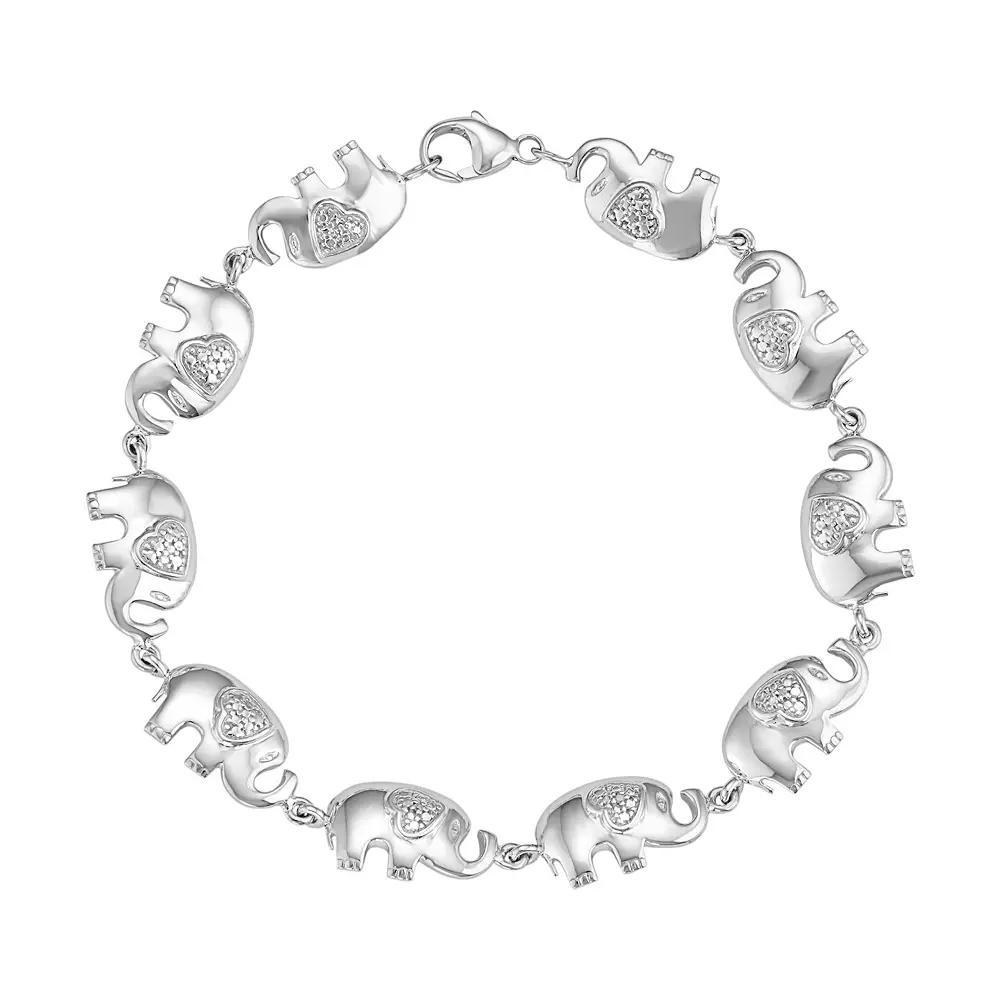 Jewelexcess Sterling Silver Diamond Accent Elephant Bracelet, Women's, Size: 8", White Product Image