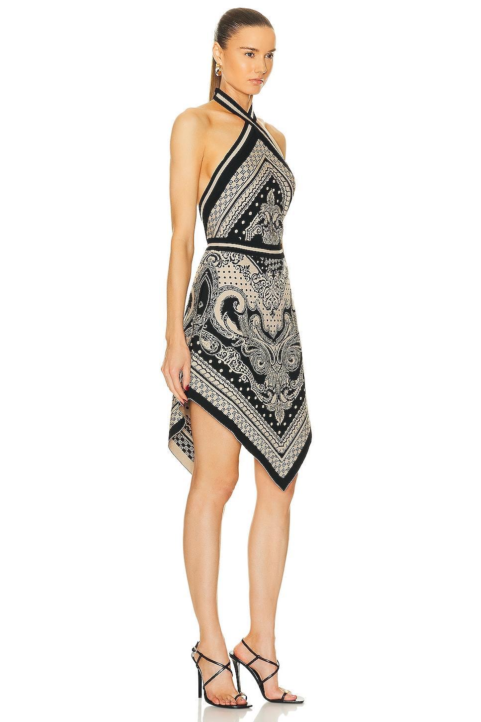 BALMAIN Halterneck Paisley Knit Midi Dress Black. (also in 36, 38). Product Image