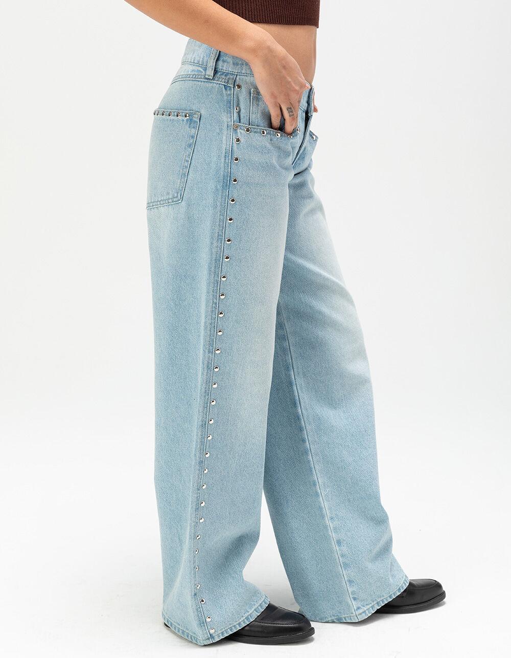 WEST OF MELROSE Low Rise Studded Womens Loose Jeans Product Image