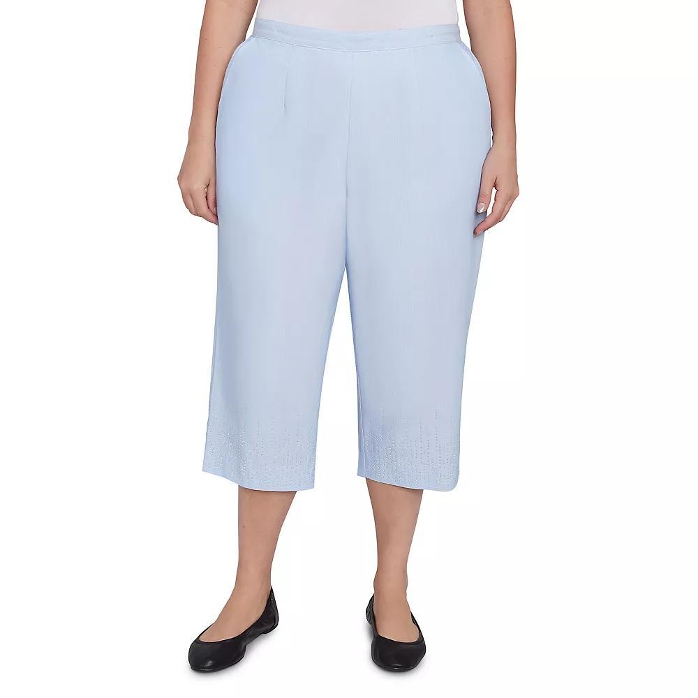 Plus Size Alfred Dunner Heat Set Embroidered Capris, Women's, Size: 18 W, Skyblue Product Image