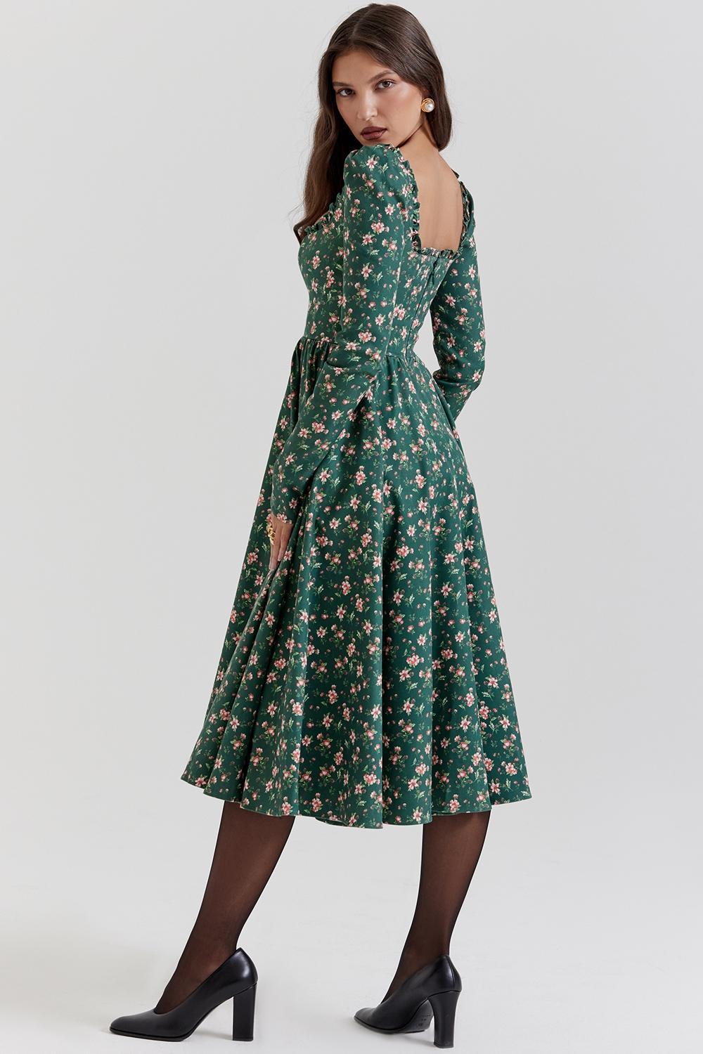Delia Green Floral Print Midi Dress Product Image