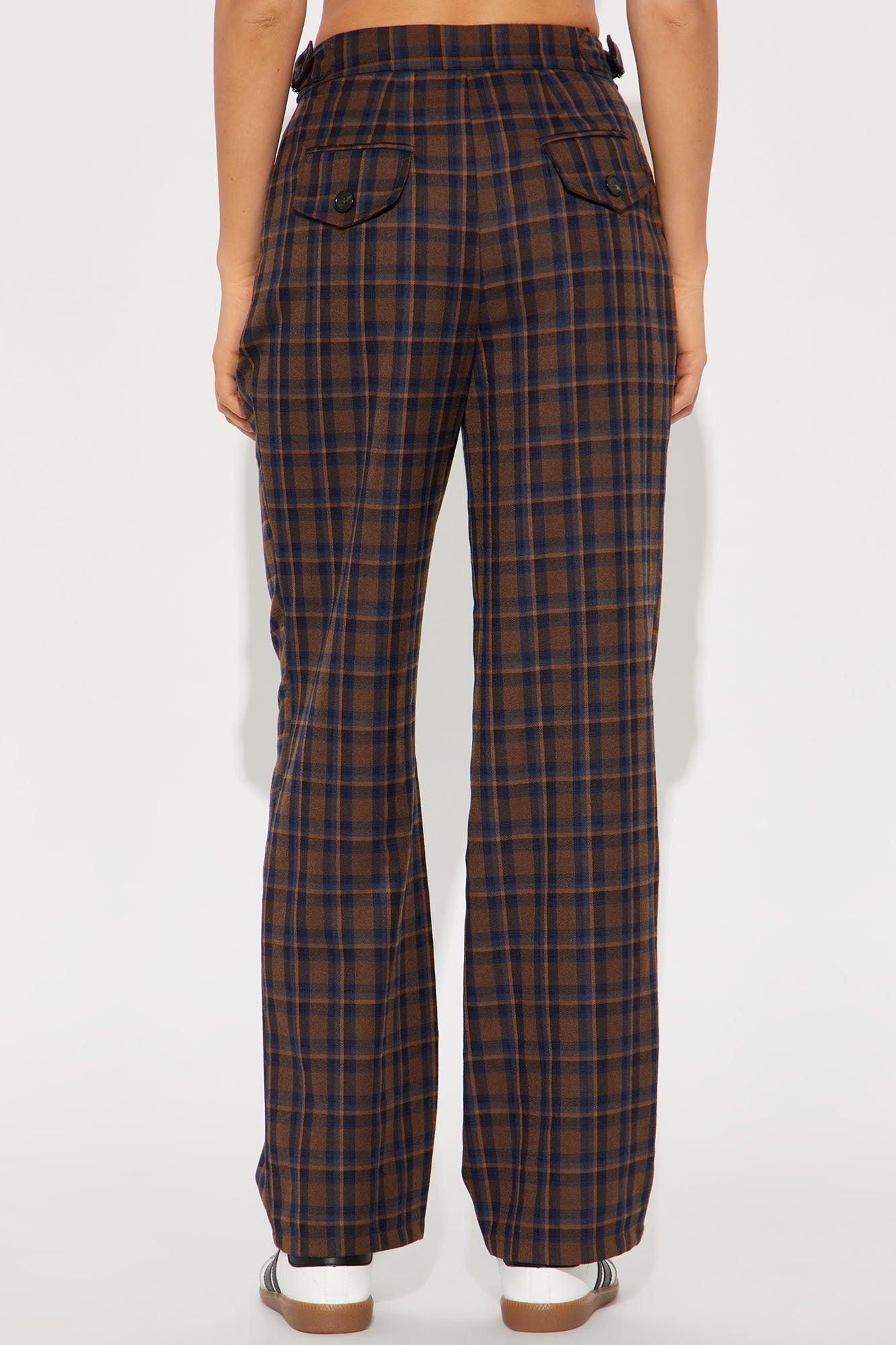 Amy Plaid Wide Leg Trouser - Brown/combo Product Image