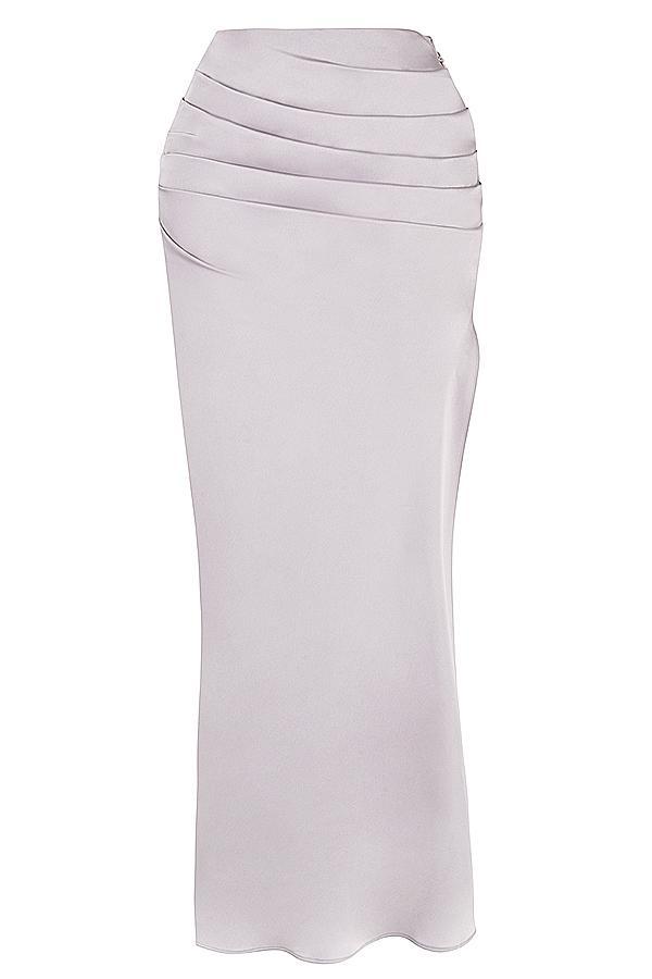 Jia  grey satin gathered maxi skirt Product Image