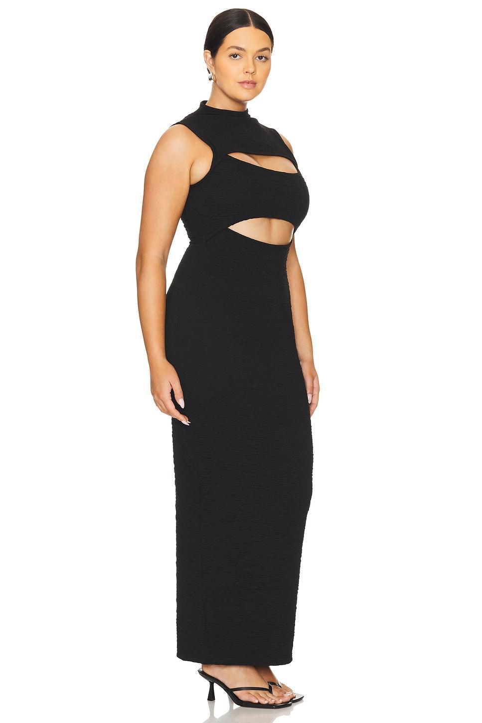Wide Scrunchie Mock Neck Maxi Dress Good American Product Image