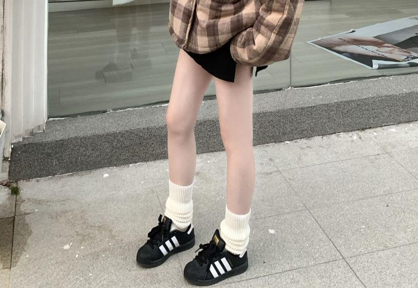 Stand Collar Plaid Padded Zip Jacket Product Image