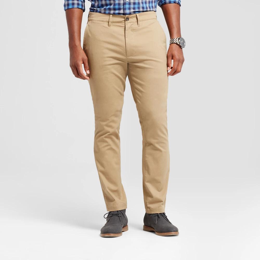 Men's Every Wear Fit Chino Pants - Goodfellow & Co™ Khaki 40x32: Heavyweight Twill, Mid Rise, Relaxed Leg Product Image