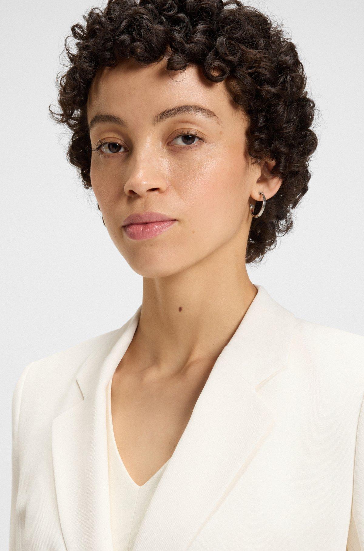BOSS - Slim-fit blazer with press-stud closure - White Product Image