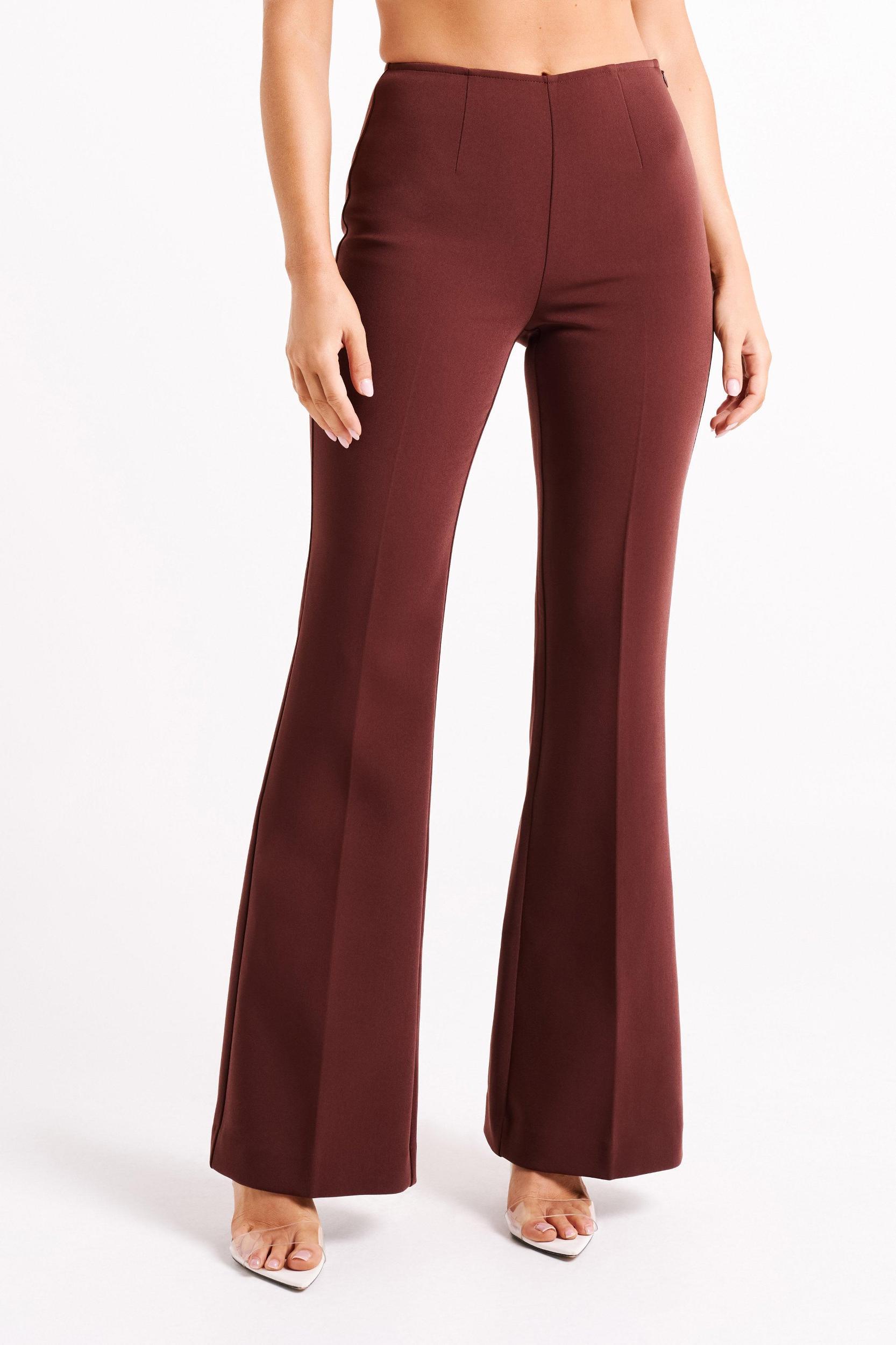 Loretta Fit & Flare Tailored Pant - Chocolate Product Image
