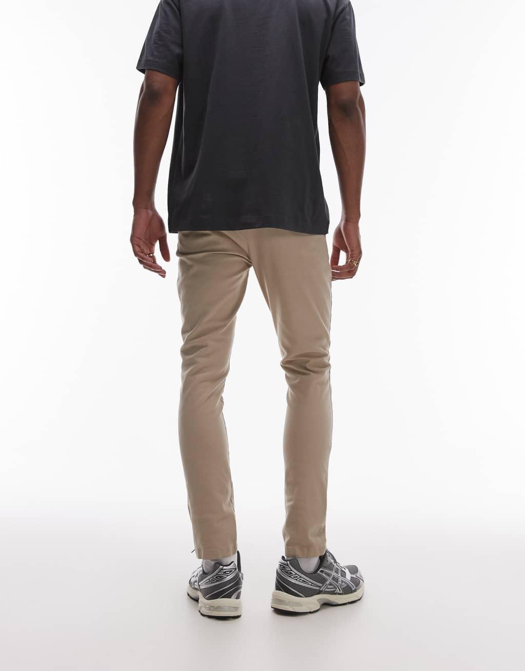 Topman skinny chino pants in stone Product Image