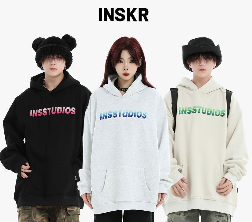 Couple Matching Lettering Loose Fit Hoodie Product Image