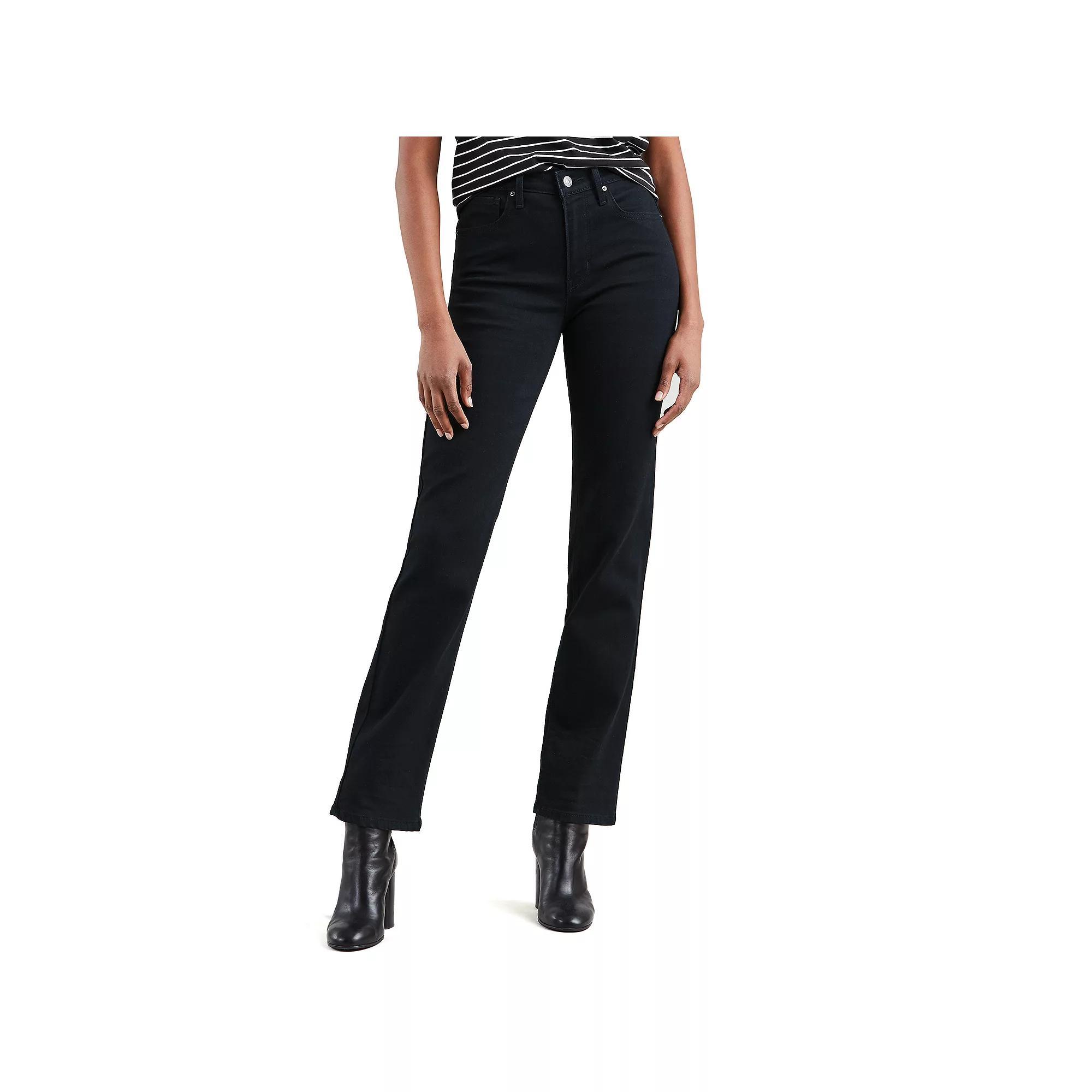 Womens Levis 724 High Rise Straight Jeans Black Glow Product Image