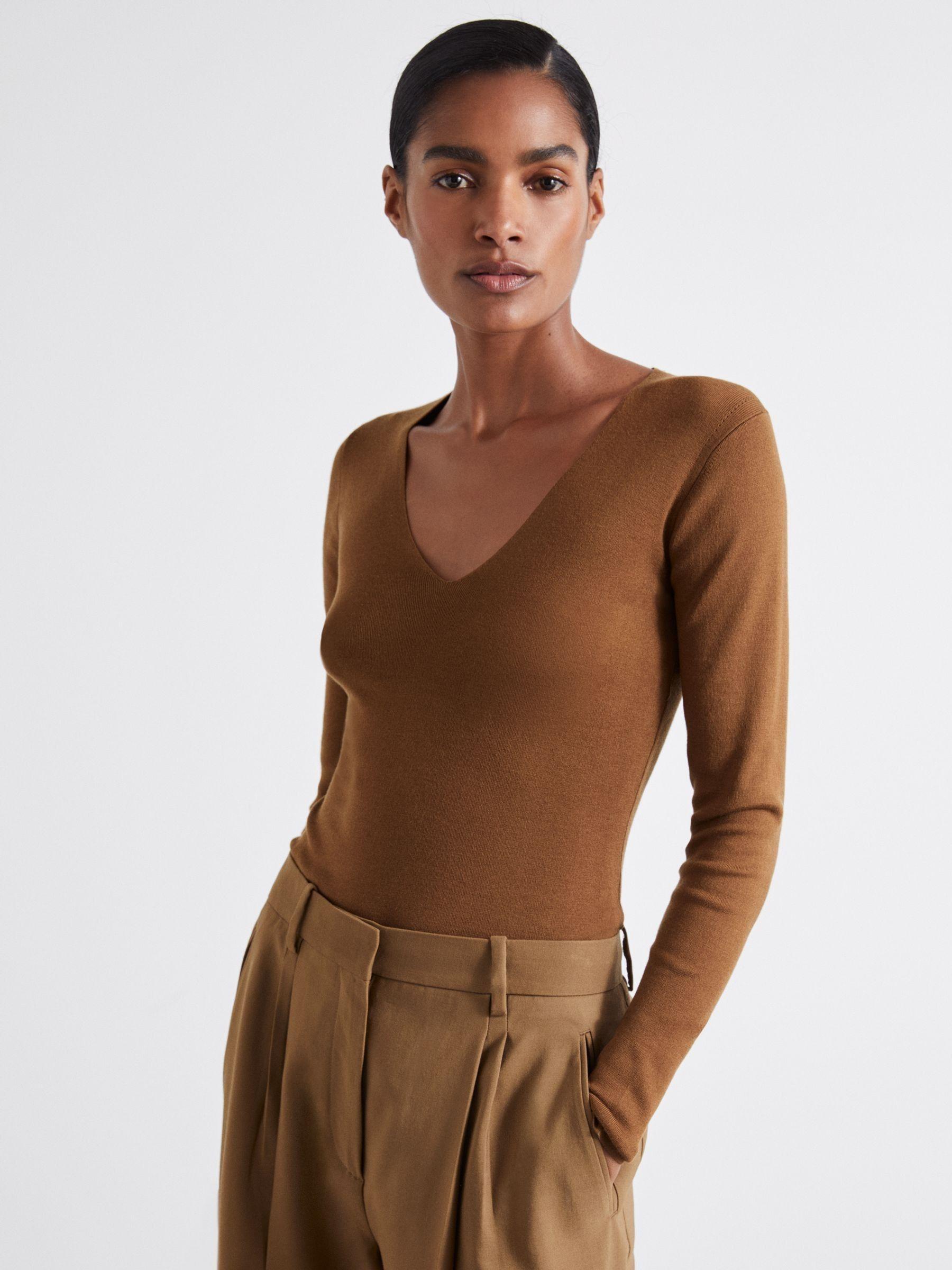 Atelier Knitted Silk-Blend Top in Chocolate Product Image
