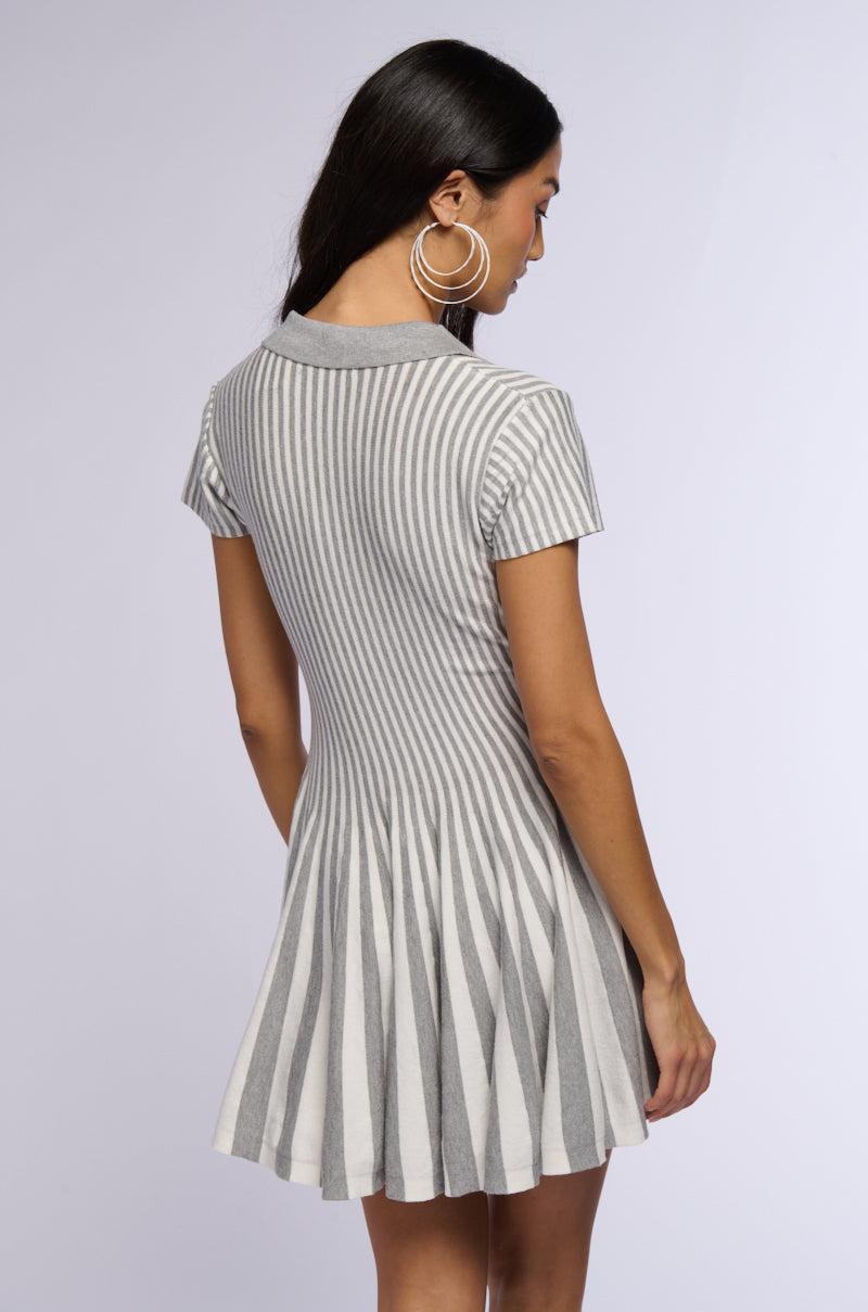 ALINA PLEATED KNIT FIT AND FLARE MINI DRESS Product Image