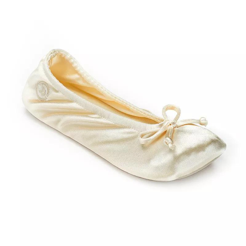 isotoner Satin Womens Ballerina Slippers Evening Brown Product Image