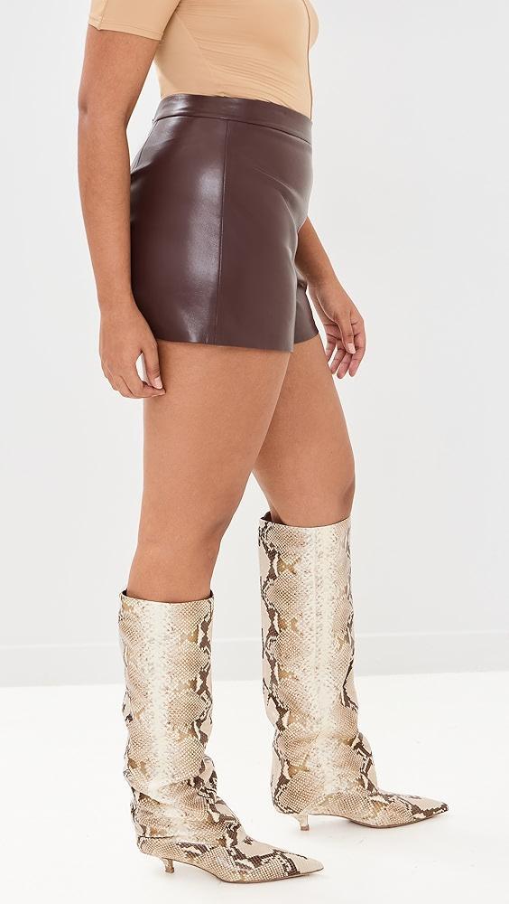 alice + olivia Hera Vegan Leather Back Zip Shorts | Shopbop Product Image