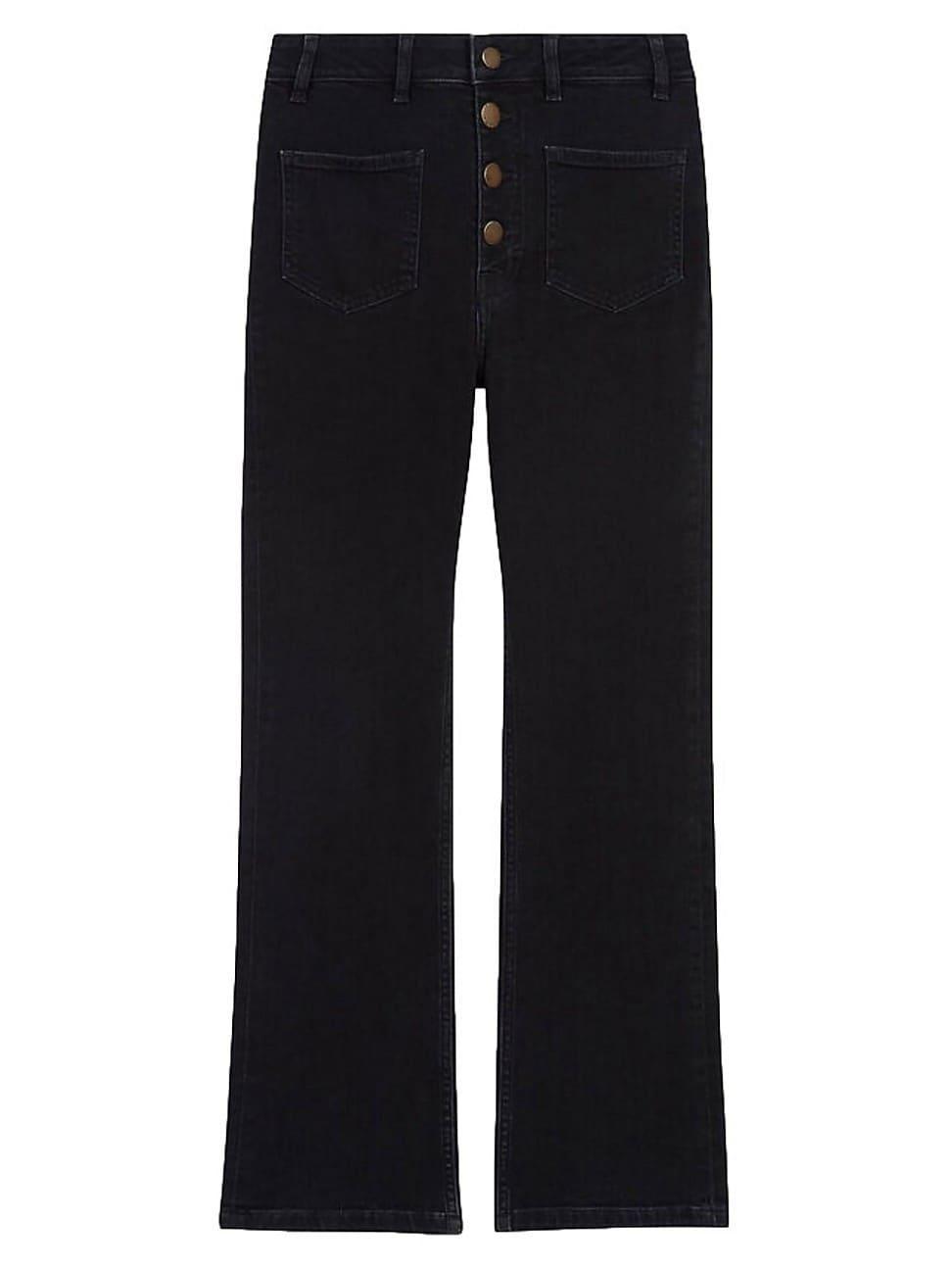 Maje Passion Button Fly Flare Jeans in Black Product Image