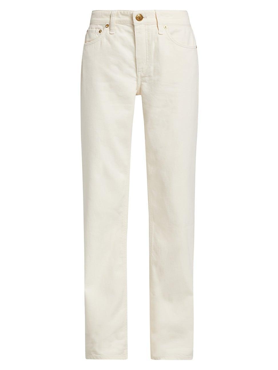rag & bone Dre Featherweight Low Rise Ankle Straight Jeans in Ecru Product Image