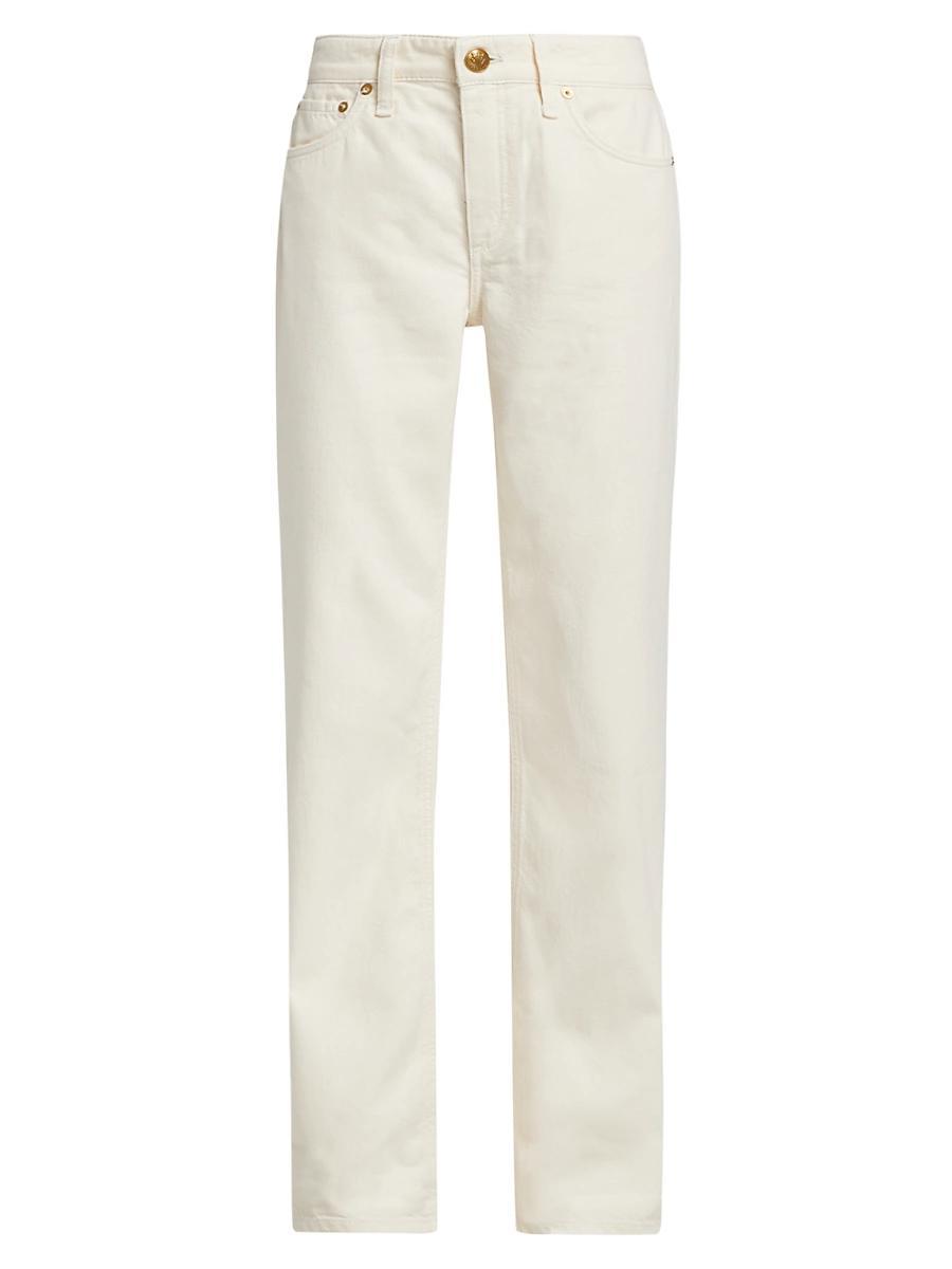 rag & bone Dre Featherweight Low Rise Ankle Straight Jeans in Ecru Product Image