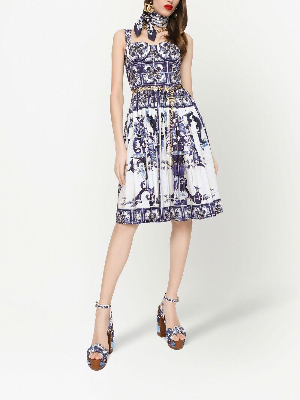 Majolica-print corset midi dress Product Image