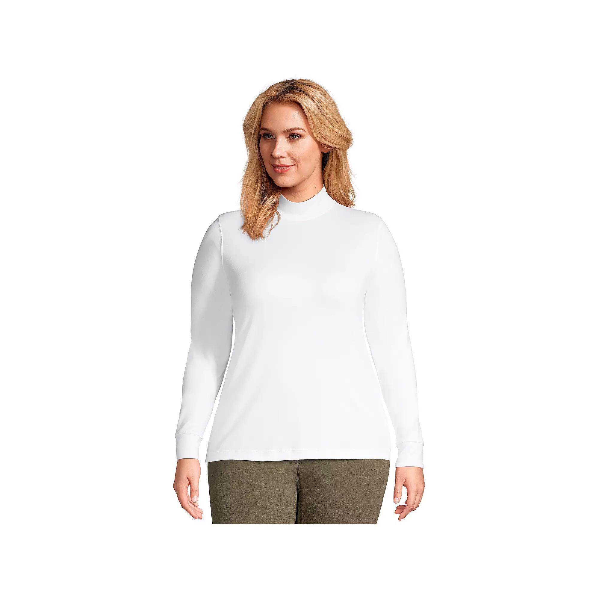 Plus Size Lands End Relaxed Mockneck Top, Womens Product Image