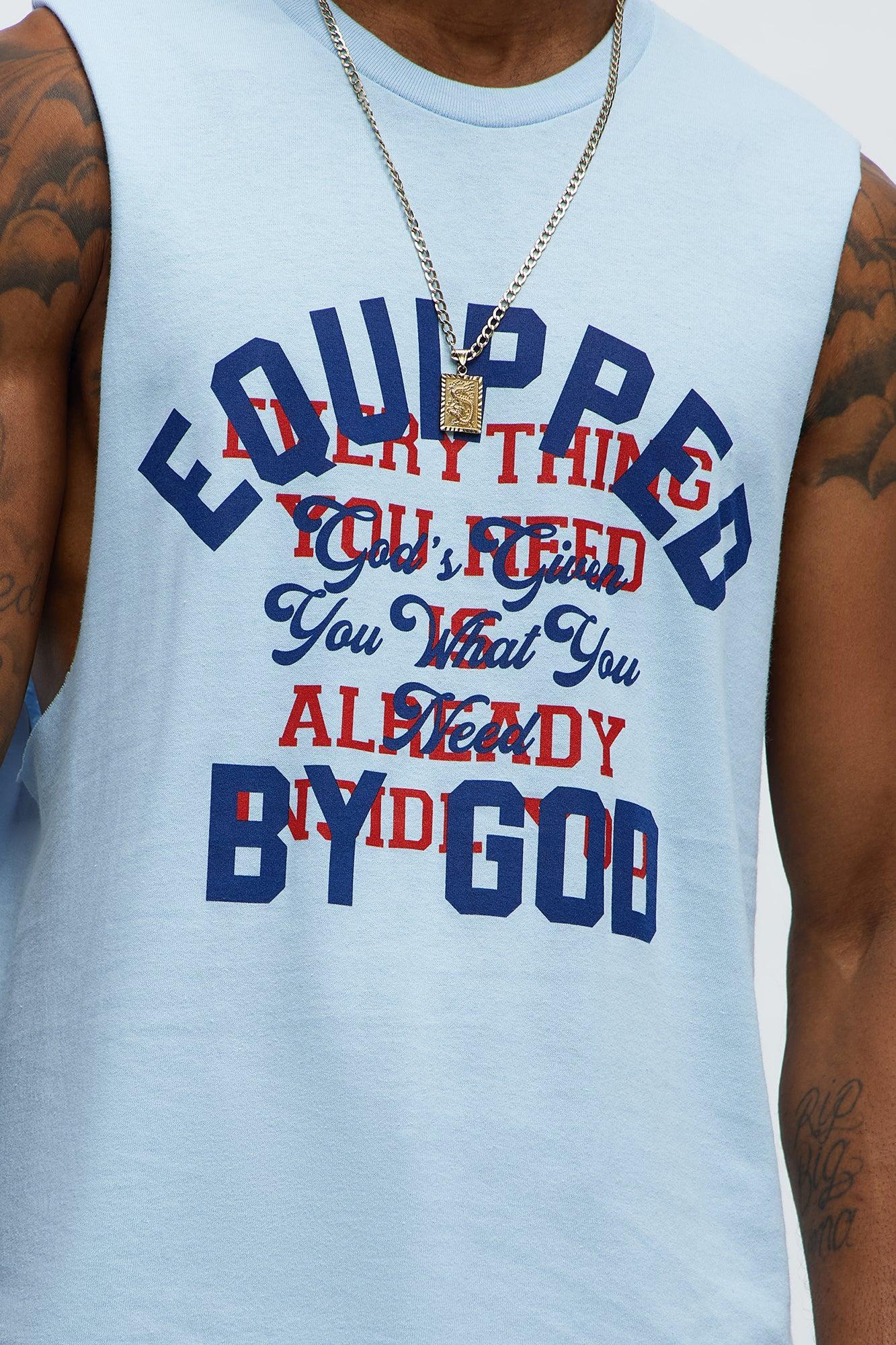 Equipped By God Muscle Tee - Light Blue Product Image