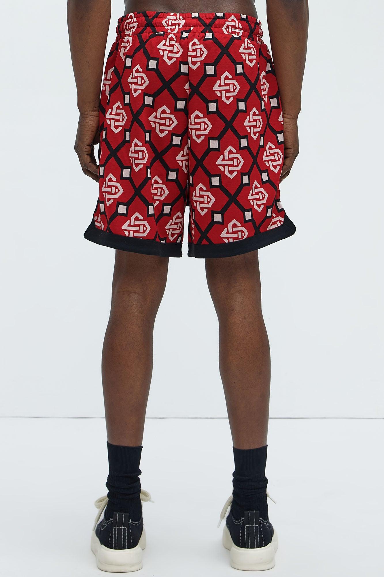 All Over Geo Jacquard Shorts - Red Product Image