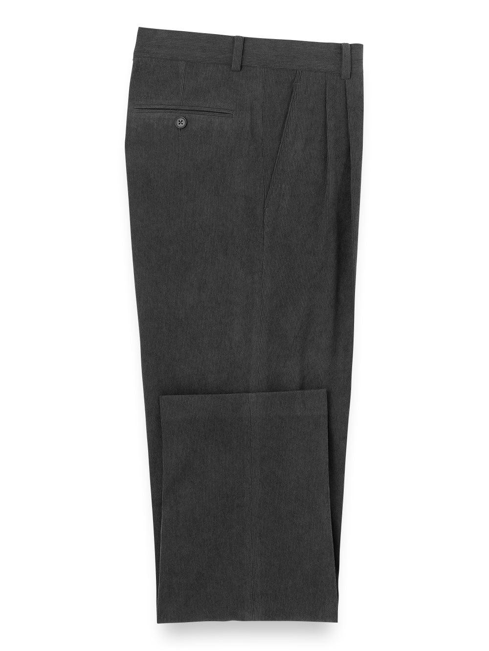 Corduroy Pleated Pants - Black Product Image