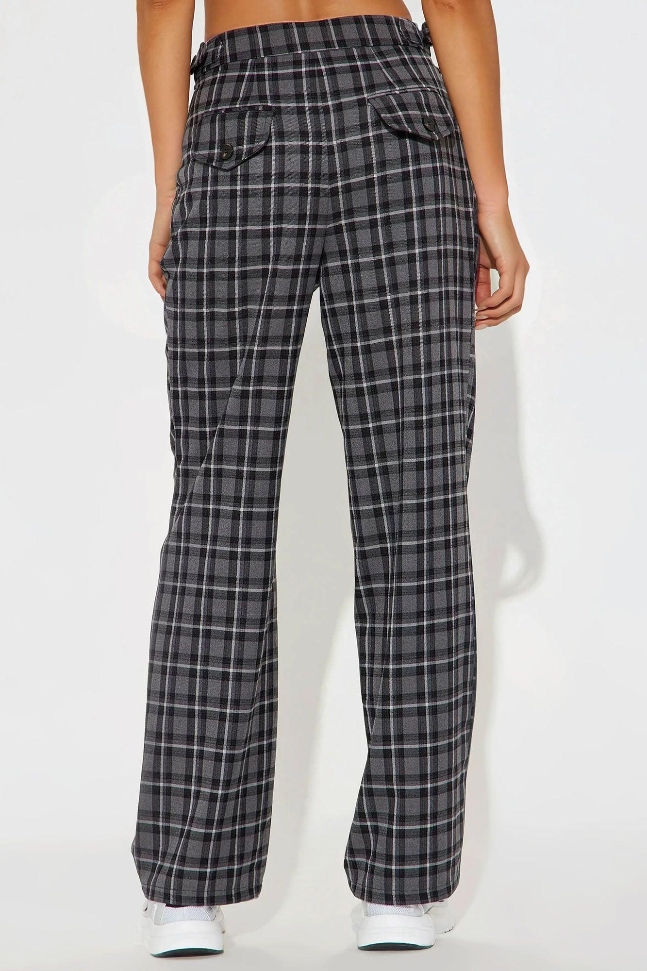 Amy Plaid Wide Leg Trouser - Black/combo Product Image