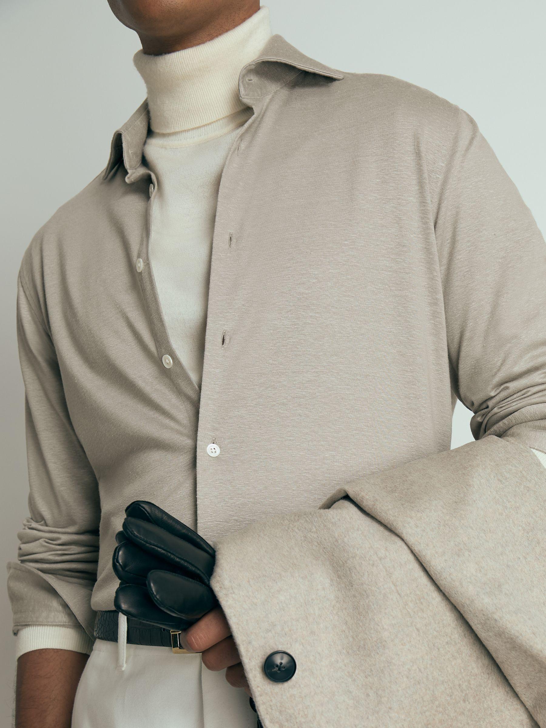 Atelier Linen-Blend-Jersey Shirt in Grey Melange Product Image