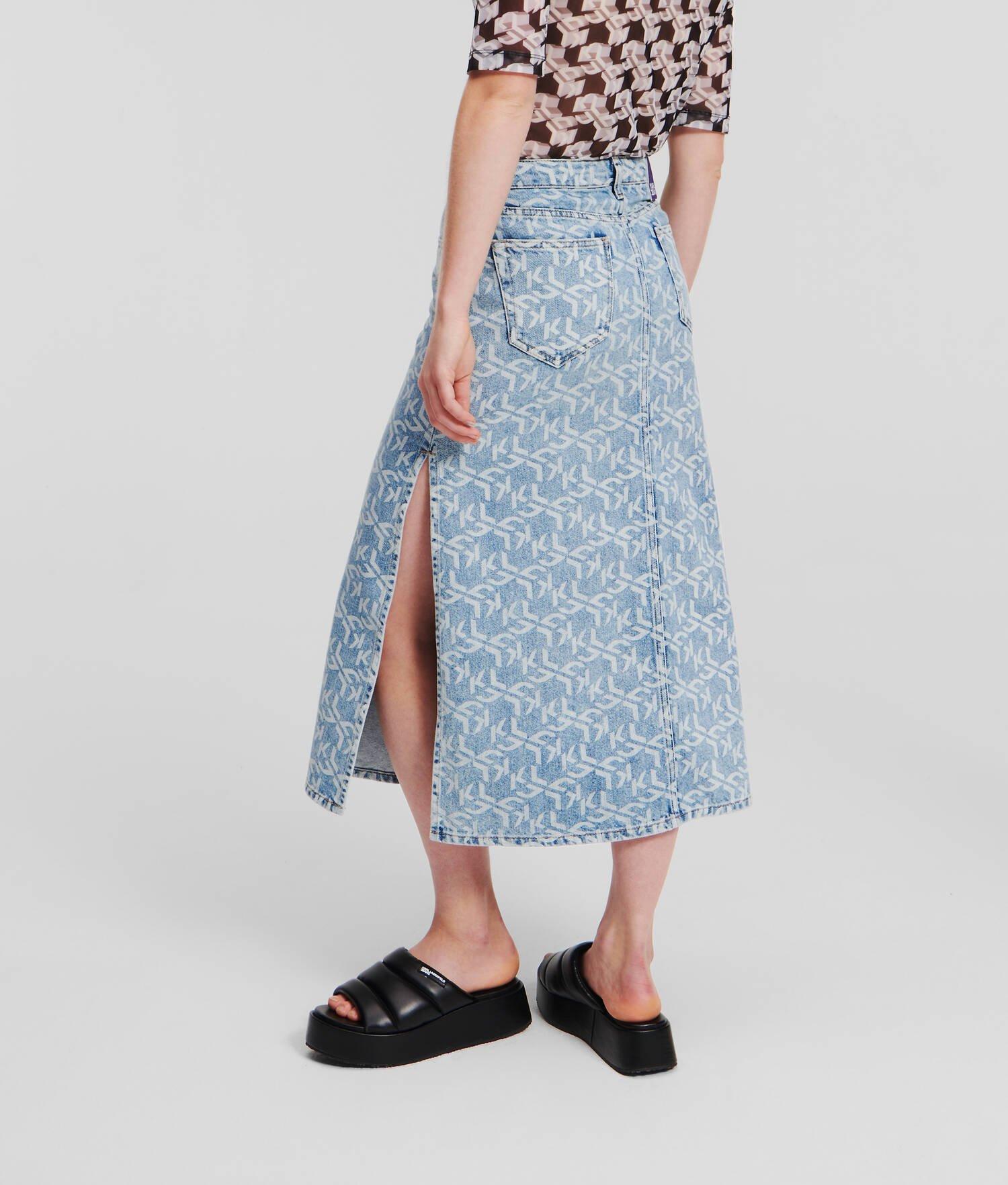 KLJ MONOGRAM DENIM MAXI SKIRT Product Image