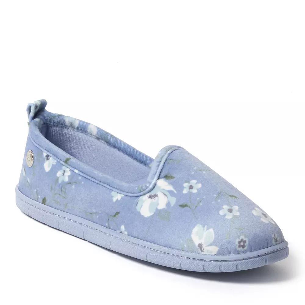 Dearfoams Rachel Velour Women's Closed Back Slippers, Size: Large, Blue Floral Product Image