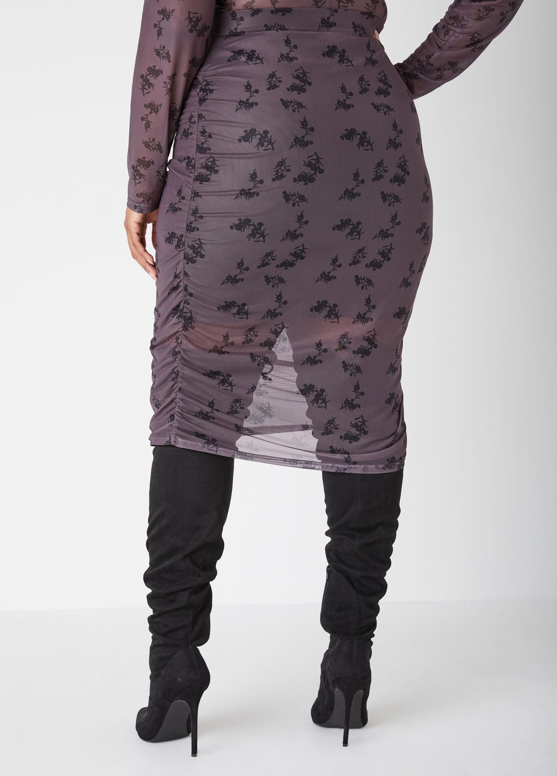 Floral Print Mesh Skirt Product Image