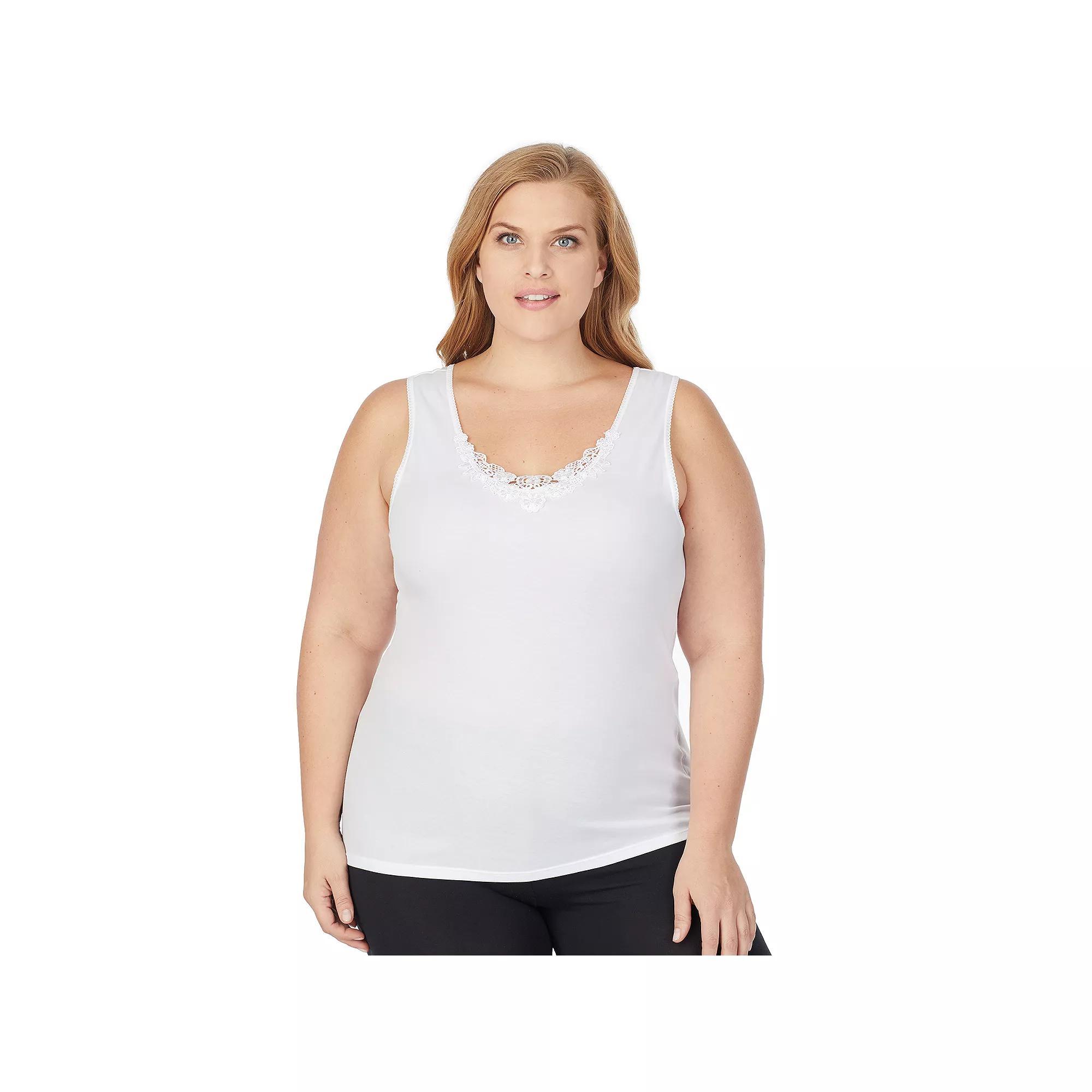 Plus Size Cuddl Duds SofTech Venice Lace-Trim Tank Top, Womens Product Image