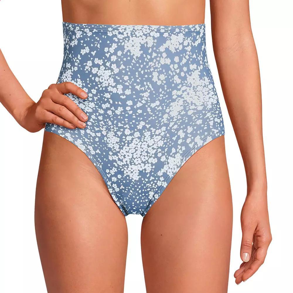 Women's Lands' End Slender Suit Ultra High Waisted Bikini Bottoms, Size: 6, Blue Mini Stripe Product Image