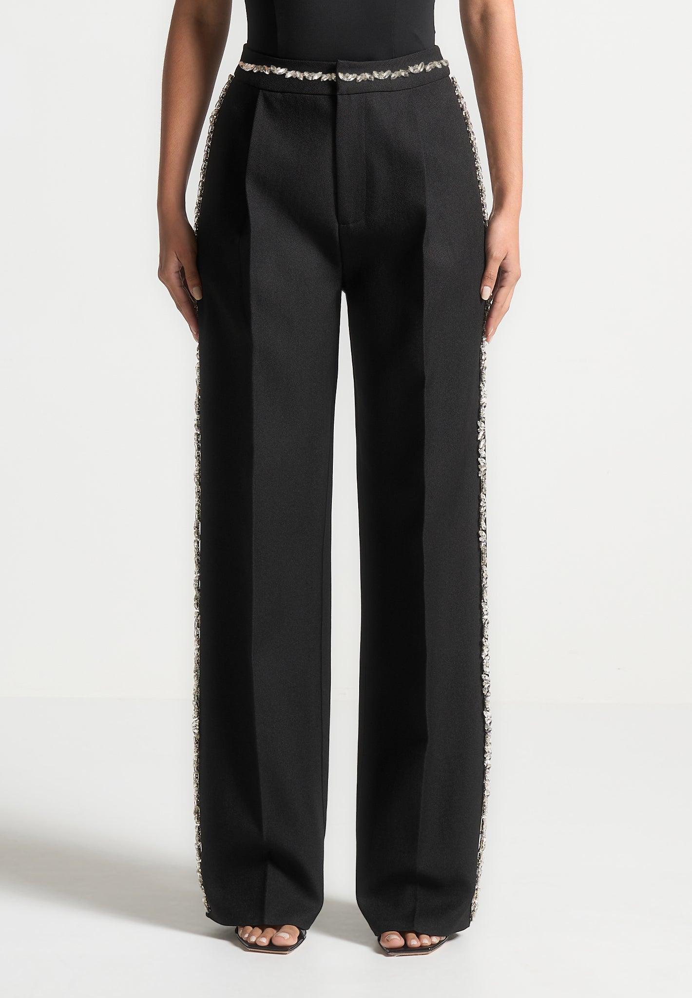 Embellished Tailored Trousers - Black Female Product Image