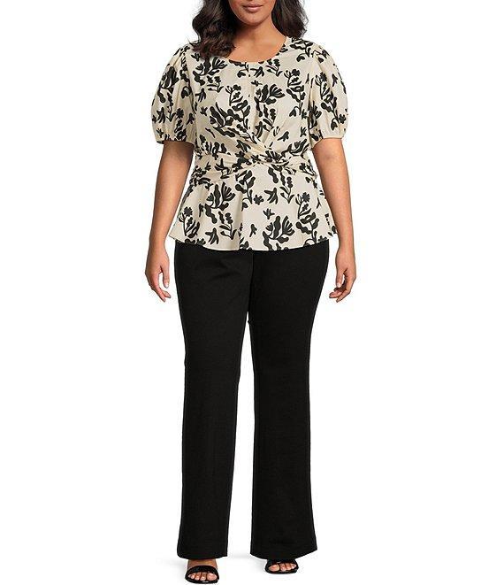Skies Are Blue Plus Size Criss Cross Short Sleeve Woven Poplin Blouse Product Image
