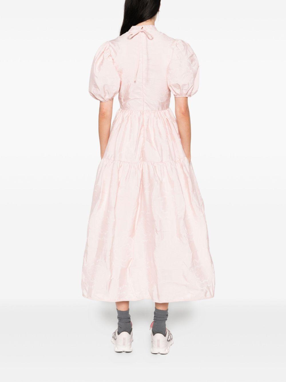 puff-sleeve tiered midi dress Product Image