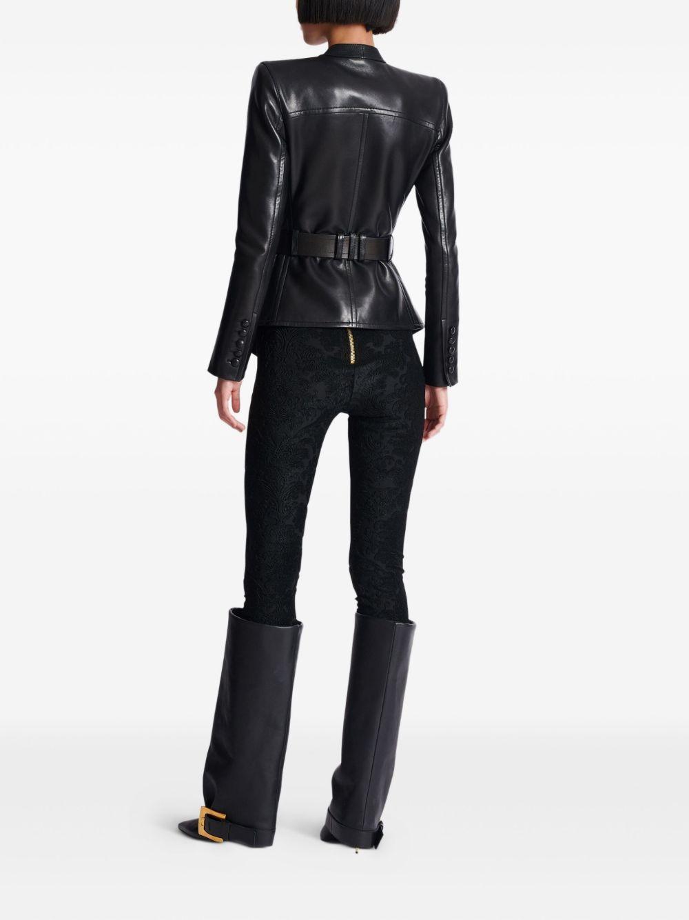 belted leather jacket Product Image