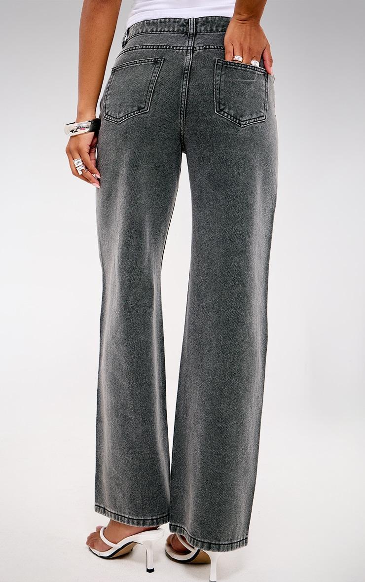 Washed Grey Diamante Front Straight Leg Jeans Product Image