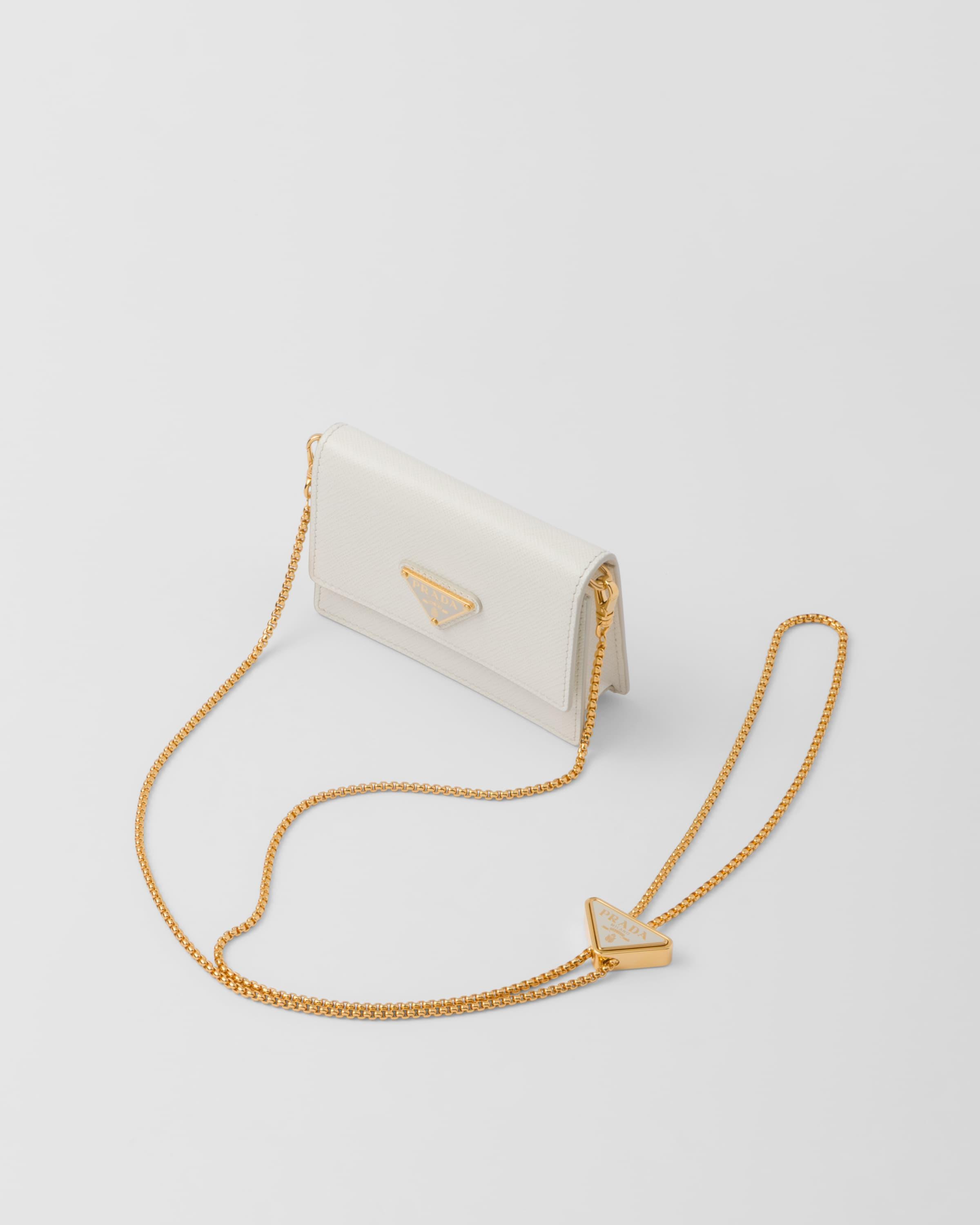 Saffiano leather card holder with shoulder strap Product Image