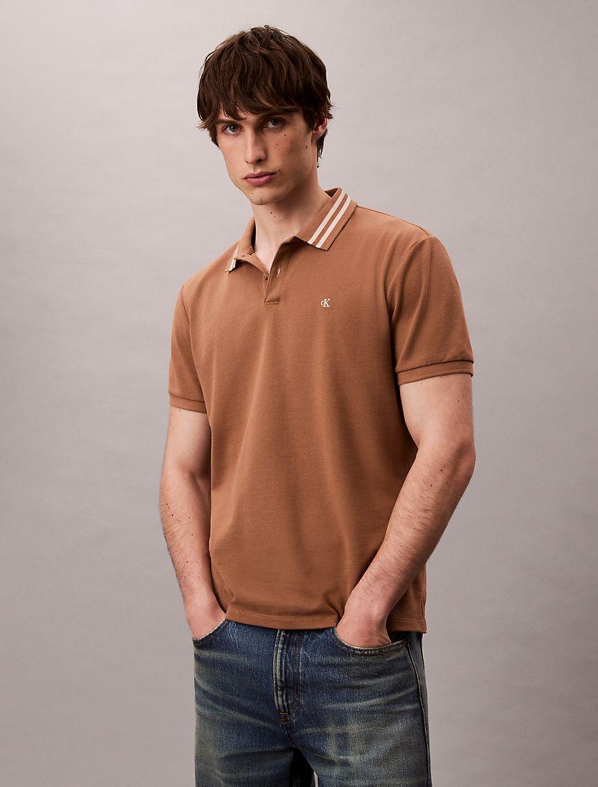 Monogram Logo Pique Tipped Classic Polo Shirt Product Image