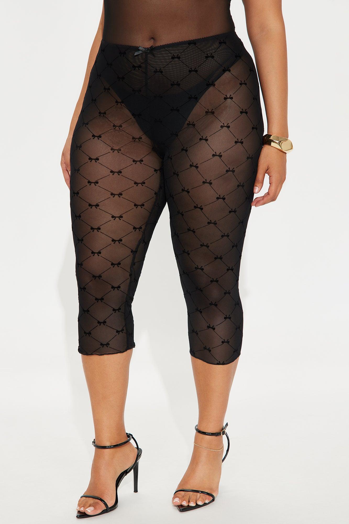 Amelie Bow Mesh Capri Legging - Black Product Image
