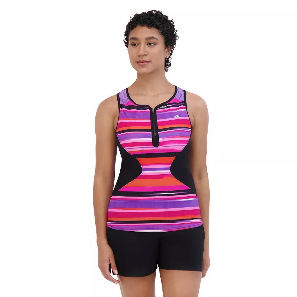 Plus Size ZeroXposur Terrace Scuba Tankini Swim Top, Women's, Size: 2XL, Purple Product Image
