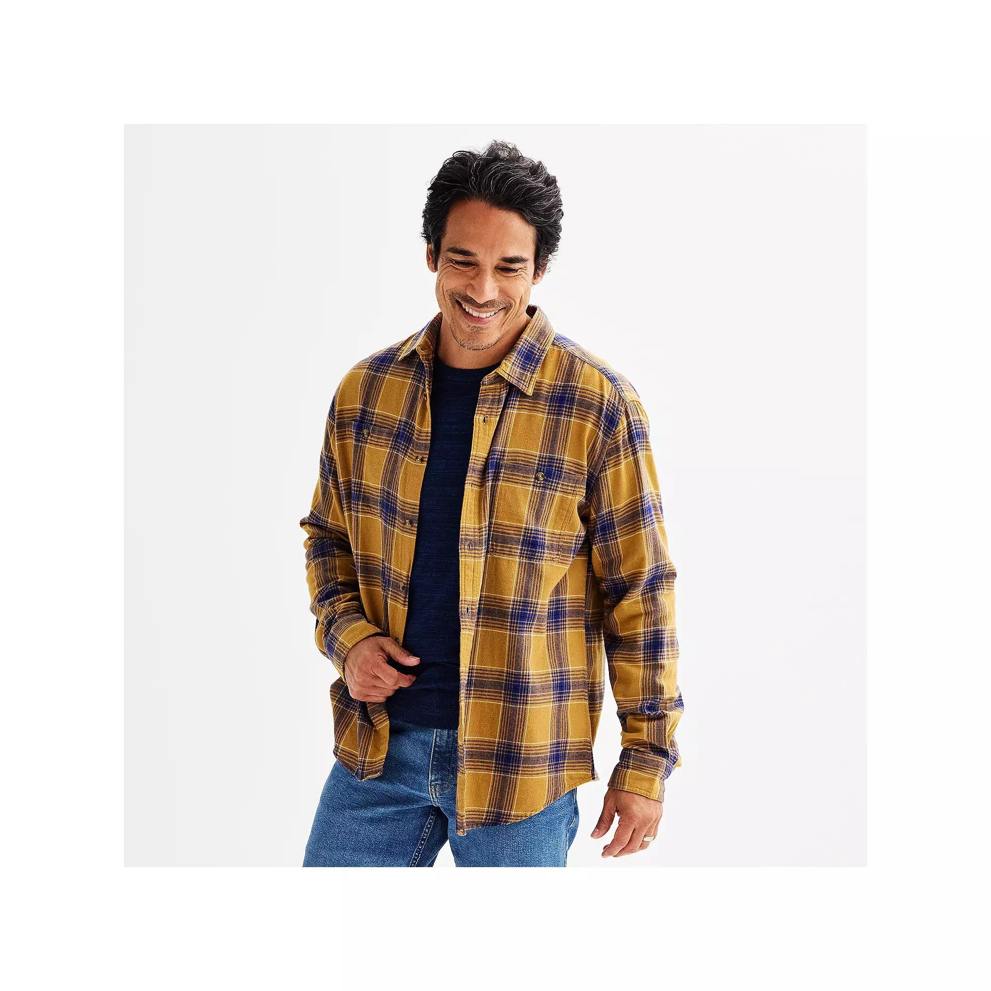 Men's Sonoma Goods For Life® Supersoft Flannel Button-Down Shirt, Size: Small, Light Blue Plaid Product Image