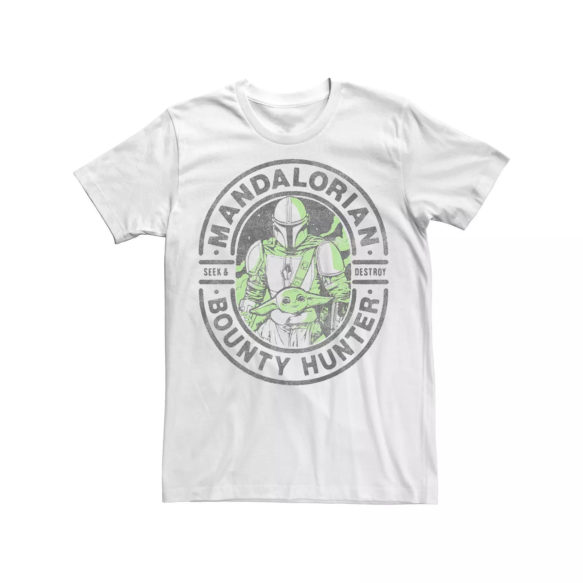 Men's Star Wars Mando And Child Colored Circle Portrait Tee, Size: Medium, White Product Image