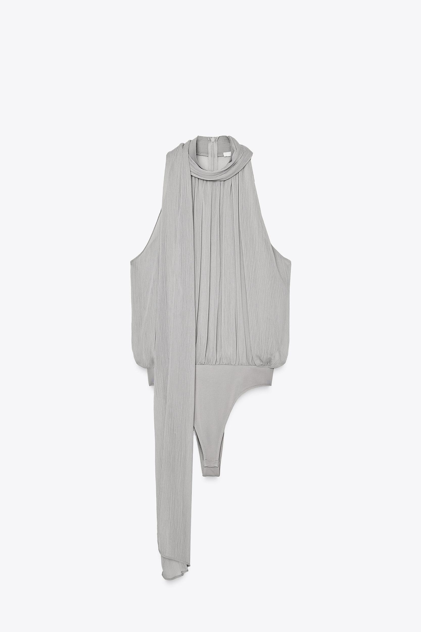 TIED CHIFFON BODYSUIT Product Image