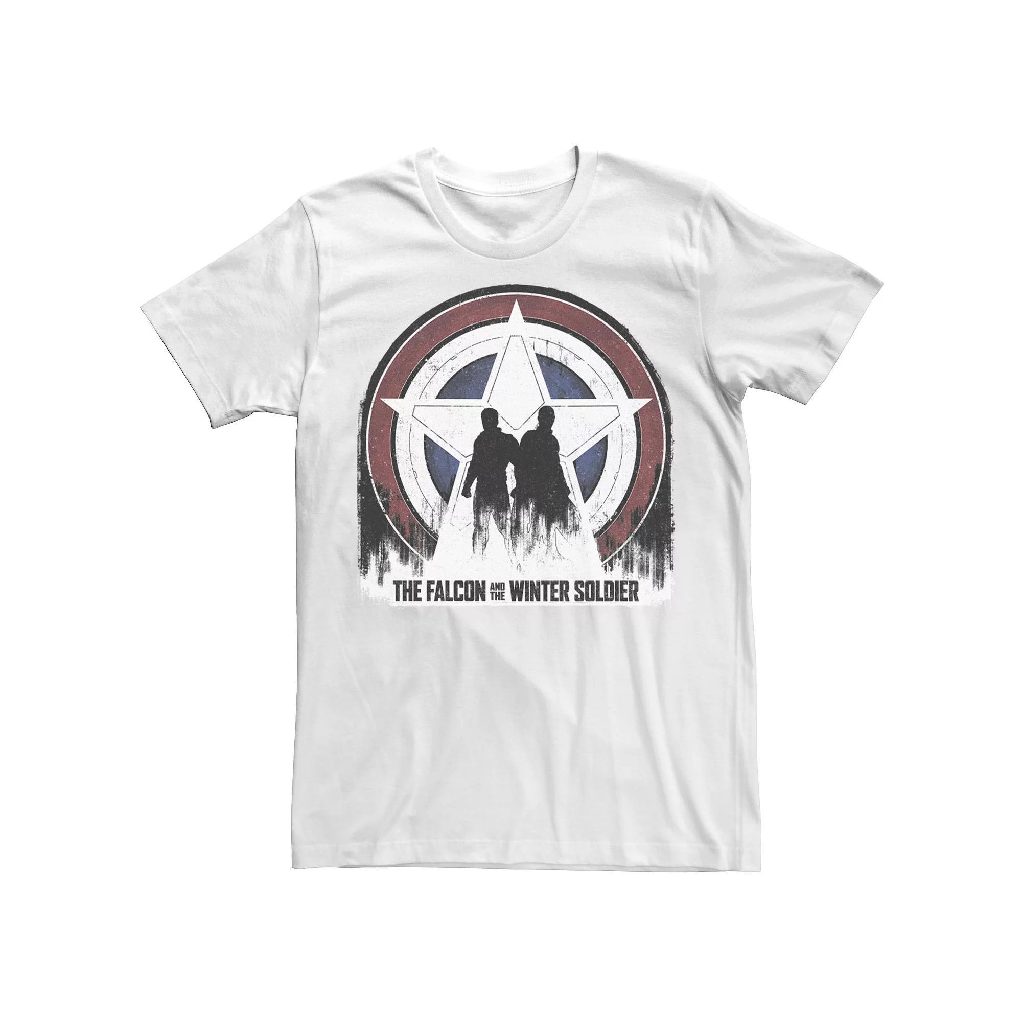 Men's Marvel The Falcon And The Winter Soldier Silhouettes Logo Tee, Size: Small, White Product Image