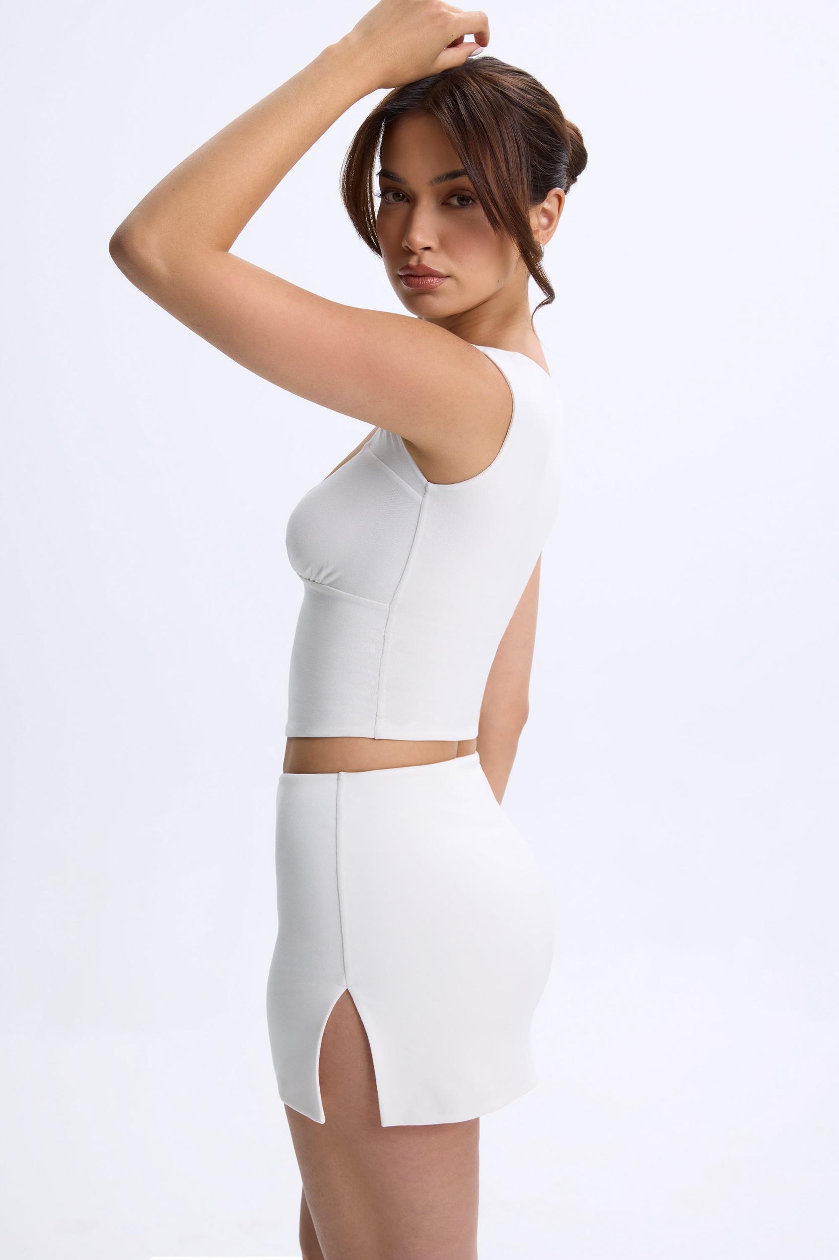 Mid-Rise Micro Mini Skirt in White Product Image