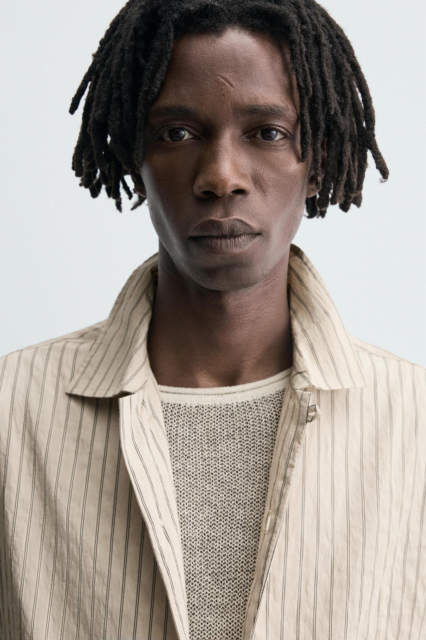 FLOWY WRINKLED EFFECT STRIPED SHIRT Product Image