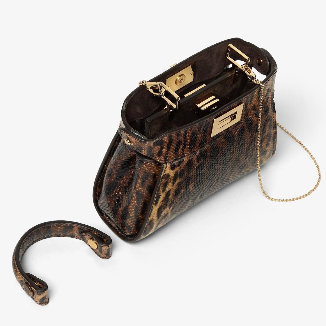 Nano PeekabooBeige and black Fendi Leo karung miniature Product Image